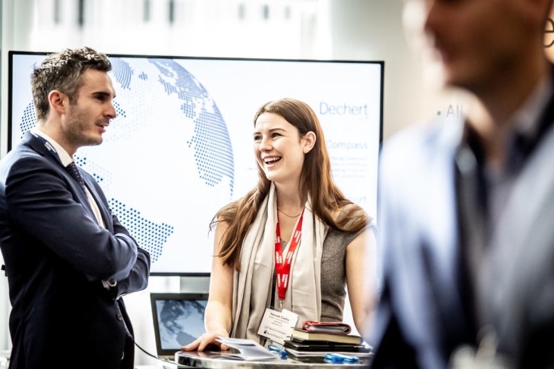 Networking at corporate event