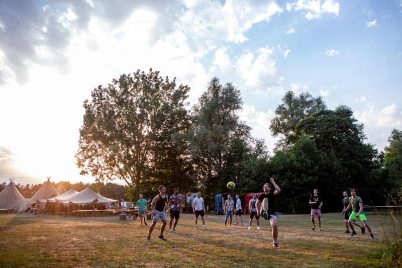 Football in the sunset