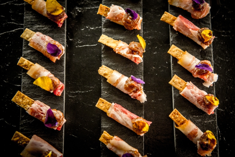 Canapés  with flower decorations