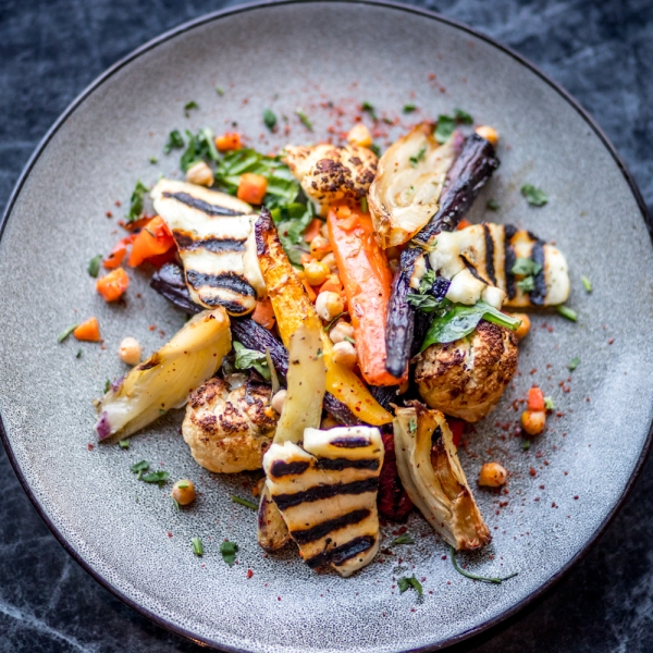 Halumi cheese warm salad